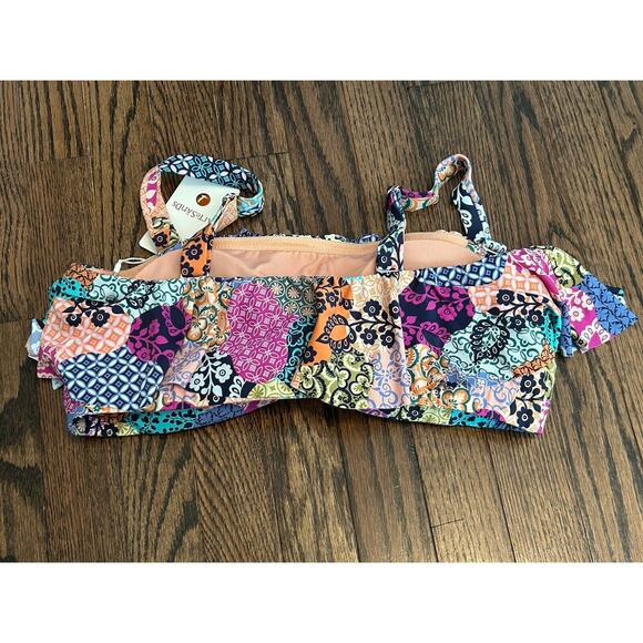 Artesands Salmagundi Multi Vermeer Bikini Top Size 14 Multicolored Ruffle NWT - Picture 6 of 14